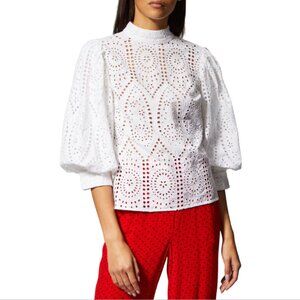 Ganni White Eyelet Blouse